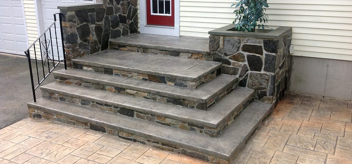 steps stone and stamped concrete – Set in Stone of New England - Masonry Services